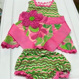 Mud Pie Pink and Green Kids Matching Set